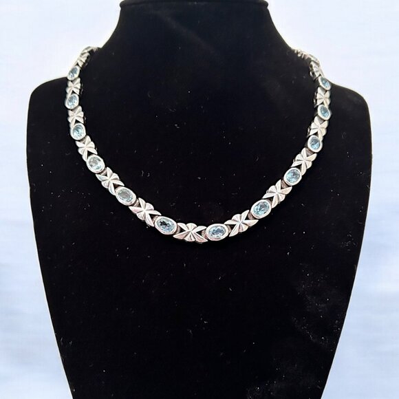 Vintage Taxco sterling silver and blue topaz collar...